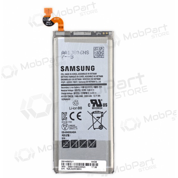 Samsung N950F Galaxy Note 8 μπαταρία / συσσωρευτής (BBN950ABE) (3300mAh) (service pack) (γνησια) Samsung N950F Galaxy Note 8 μπαταρία / συσσωρευτής (BBN950ABE) (3300mAh) (service pack) (γνησια)