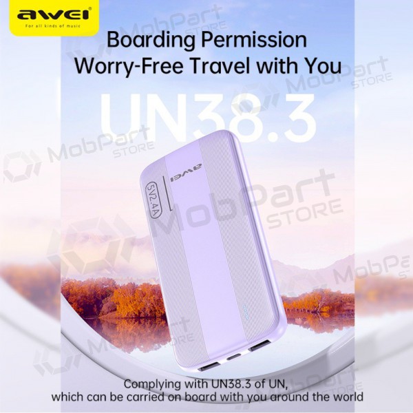 Εξωτερική μπαταρία Power Bank Awei P20K 5V/2.4A 10000mAh μαύρος