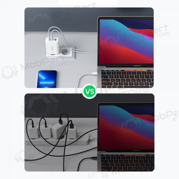 Φορτιστής buitinis Ugreen CD275 2xUSB-C/USB-A 65W άσπρο