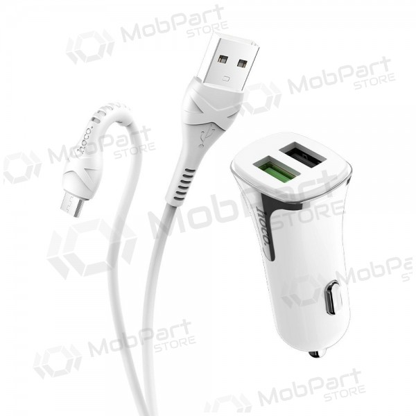 Φορτιστής automobilinis Hoco Z31 Quick Charge 3.0 (3.4A) x 2 USB + microUSB (άσπρο)
