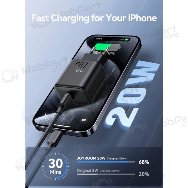 Φορτιστής Joyroom JR-TCF20 USB-C PD20W + USB-C to Lightning cable 1.0m άσπρο