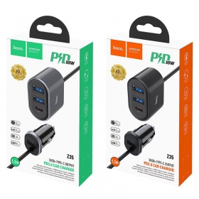Φορτιστης αυτοκινητου HOCO Z35 Quick Charge 18W (2xUSB 1xType-C 3A) (μαύρος)
