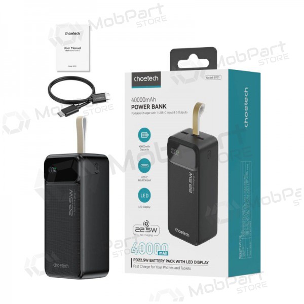 Εξωτερική μπαταρία Power Bank Choetech B731 22.5W 40000mAh μαύρος