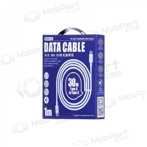 USB καλώδιο Remax RC-C021 USB-C to USB-C 30W 2.0m άσπρο