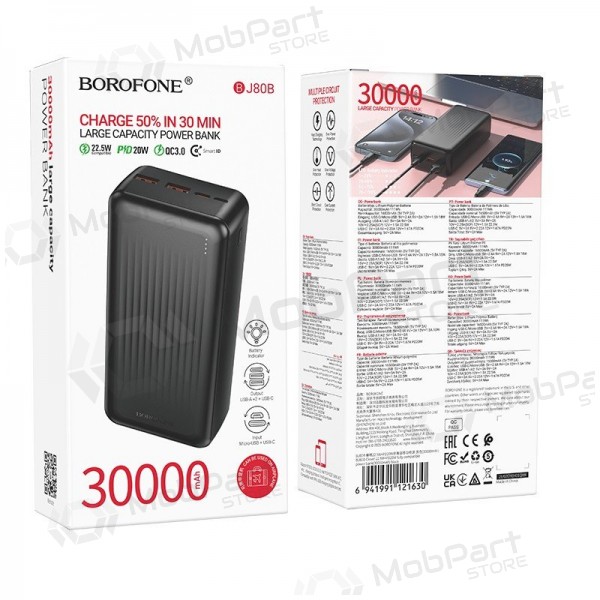 Εξωτερική μπαταρία Power Bank Borofone BJ80B 22.5W 30000mAh μαύρος