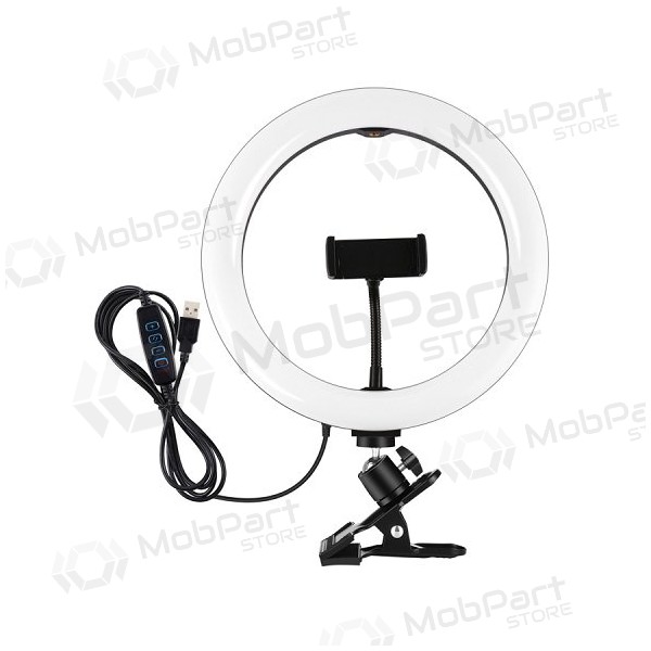 LED žiedinė λάμπα 26cm, su telefono laikikliu και spaustuku, USB LED žiedinė λάμπα 26cm, su telefono laikikliu και spaustuku, USB