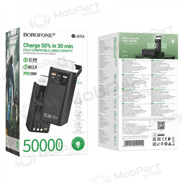 Εξωτερική μπαταρία Power Bank Borofone BJ65A 22.5W 50000mAh μαύρος