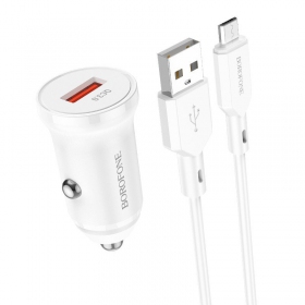 Φορτιστής automobilinis Borofone BZ18 Quick Charge 3.0 18W + MicroUSB (άσπρο)