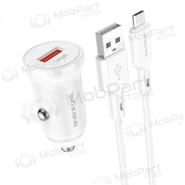Φορτιστής automobilinis Borofone BZ18 Quick Charge 3.0 18W + MicroUSB (άσπρο)