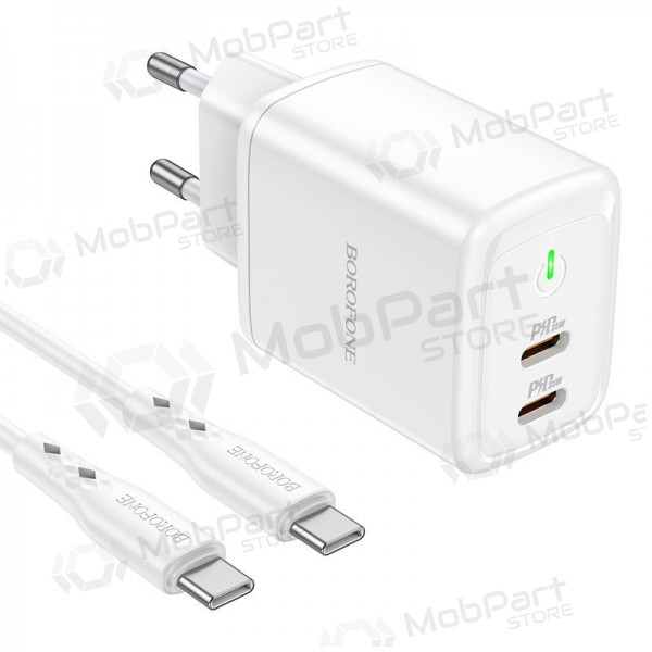 Φορτιστής buitinis Borofone BN9 2xType-C 35W + Type-C άσπρο
