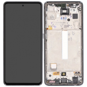 Ekranas Samsung A528 A52S 2021 su lietimui jautriu stikliuku και rėmeliu Awesome Black OLED (real size)
