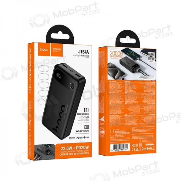 Εξωτερική μπαταρία Power Bank Hoco J154A 22.5W 20000mAh μαύρος