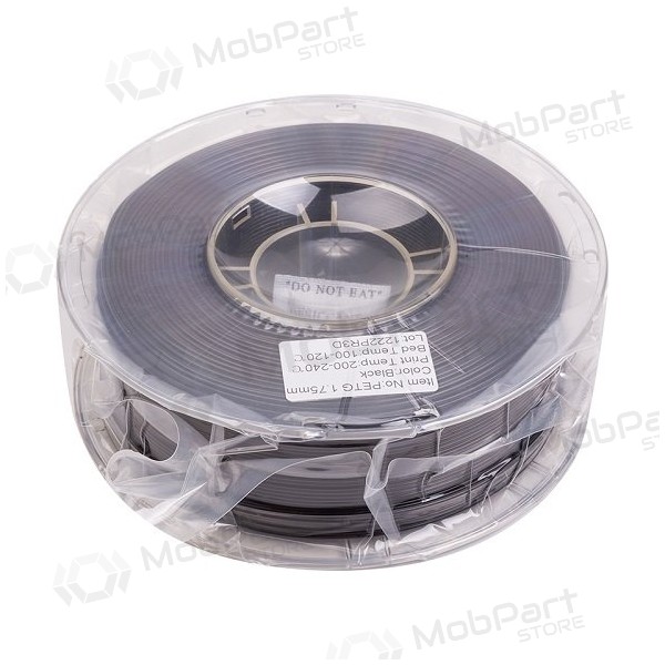 3D spausdinimo plastikas PETG, 1.75mm, 1kg, μαύρος