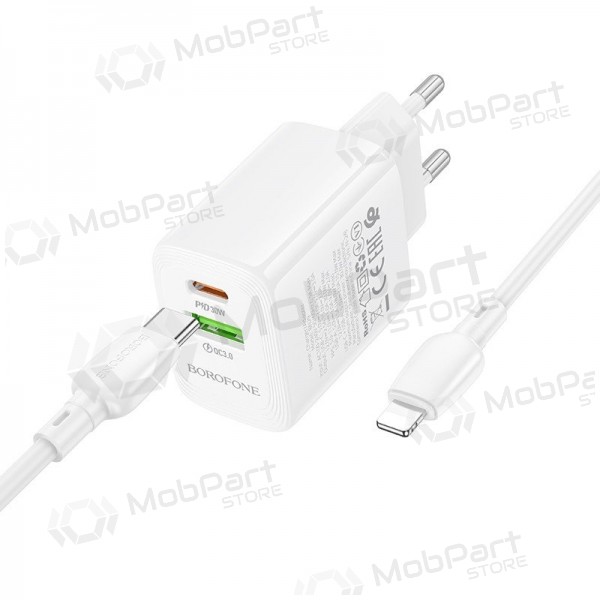 Φορτιστής Borofone BN29 30W USB-C/USB-A + USB-C to Lightning cable 1.0m άσπρο