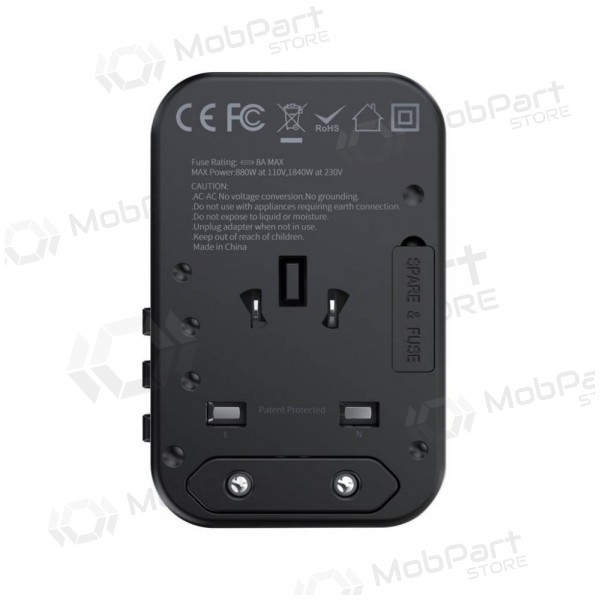 Γενικής kelioninis φορτιστής Choetech PD5009 65W 2xUSB-C/USB-A μαύρος