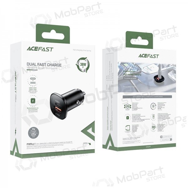 Φορτιστής automobilinis Acefast B1 Mini 38W USB-C+USB-A μαύρος