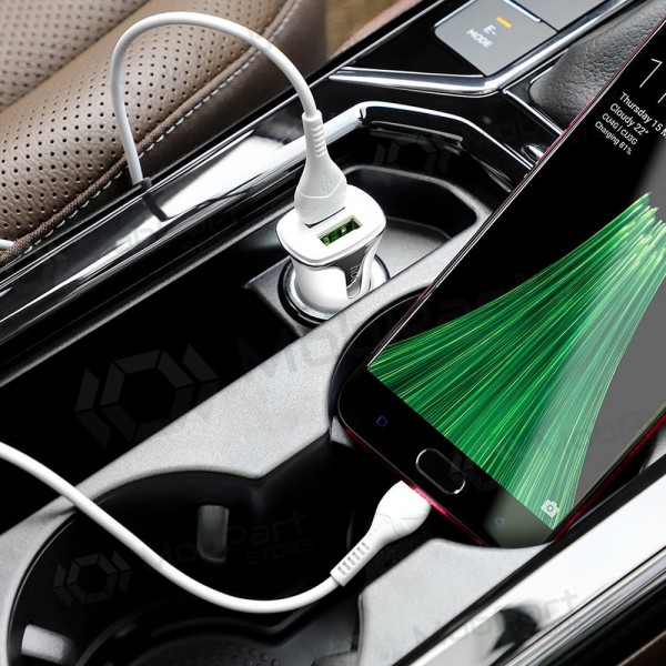 Φορτιστής automobilinis Hoco Z31 Quick Charge 3.0 (3.4A) x 2 USB + microUSB (άσπρο)