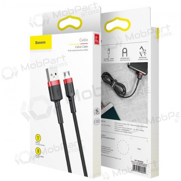 USB καλώδιο Baseus Cafule Type-C 2.0m 2.0A (γκρί-μαύρος) CATKLF-CG1