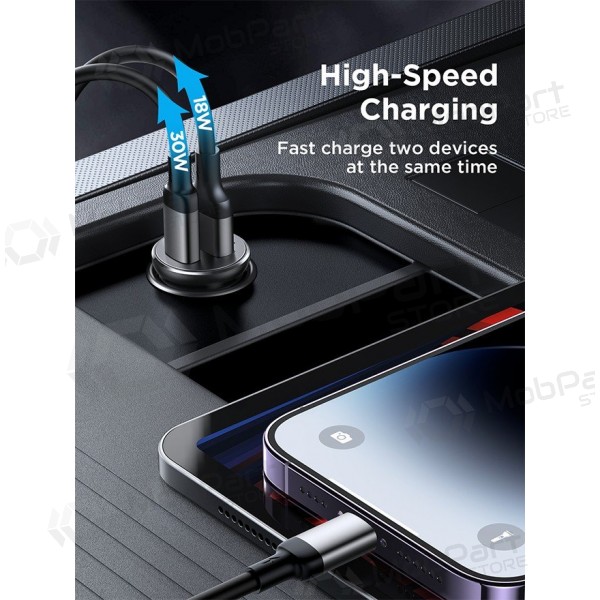 Φορτιστής automobilinis Joyroom CCN05 USB-C/USB-A 30W μαύρος