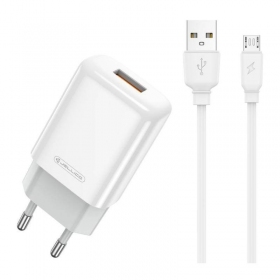 Φορτιστής buitinis Jellico EU01 2.4A USB + MicroUSB άσπρο