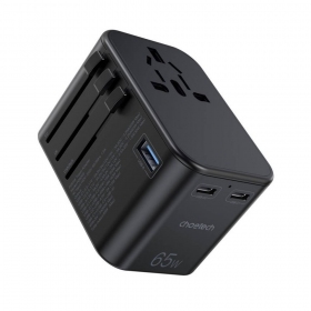 Γενικής kelioninis φορτιστής Choetech PD5009 65W 2xUSB-C/USB-A μαύρος