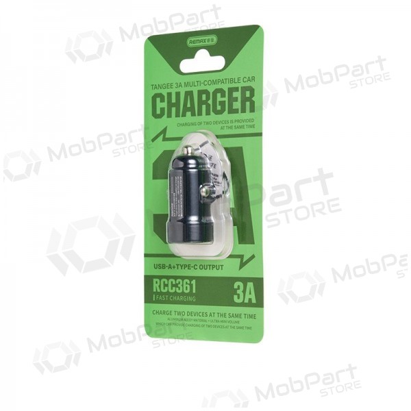 Φορτιστης αυτοκινητου Remax RCC361 15W USB-C/USB-A μαύρος