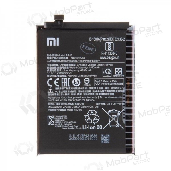 Akumuliatorius γνησια Xiaomi Mi 11 Lite 4G/Mi 11 Lite 5G/11 Lite 5G NE 4250mAh BP42 (service pack)