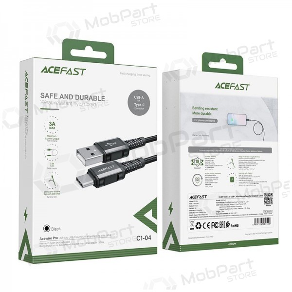 USB καλώδιο Acefast C1-04 USB-A to USB-C 1.2m μαύρος