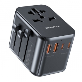 Γενικής kelioninis φορτιστής Awei C-39 GaN 35W 2xUSB-A/3xUSB-C μαύρος
