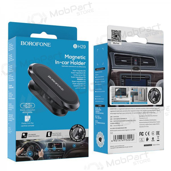 Automobilinis Γενικής telefono laikiklis Borofone BH29 klijuojamas ant panelės, magnetinis, μαύρος