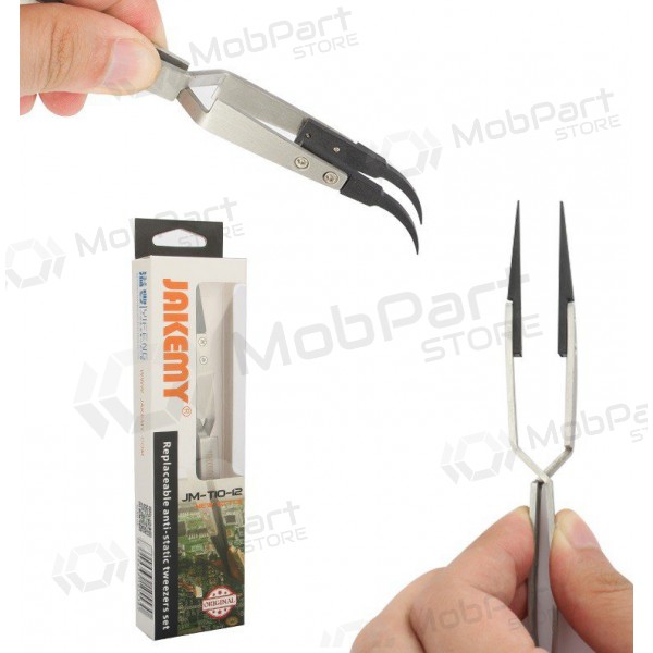 Μεταλλικό αντιστατικό τσιμπιδάκι Jakemy JM-T10-12 ESD atvirkštinis (keičiami antgaliai)