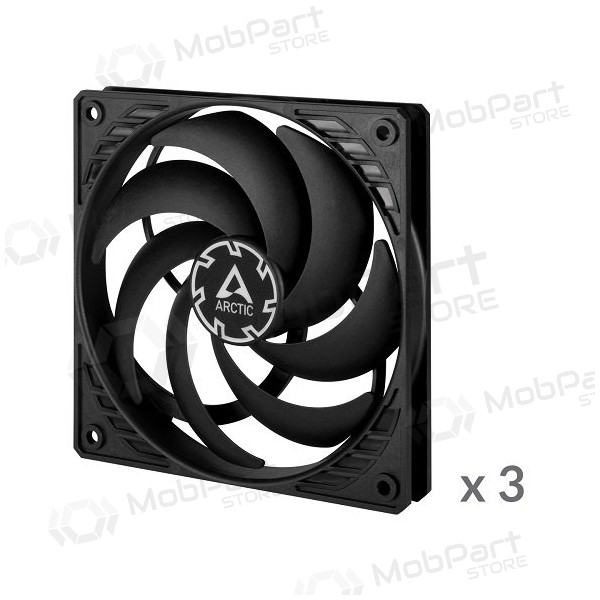ARCTIC P12 Slim PWM PST korpuso ventiliatoriai, 4-pin, 120mm, juodi, 3 τεμ.