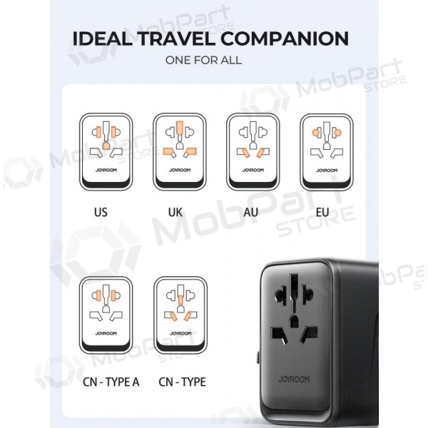 Γενικής kelioninis φορτιστής Joyroom JR-TCW01 3xUSB-A/USB-C μαύρος