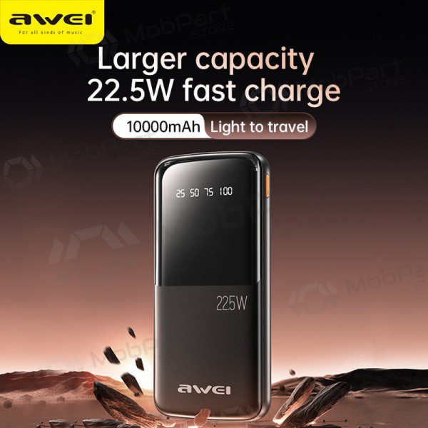 Εξωτερική μπαταρία Power Bank Awei P10K 22.5W 10000mAh μαύρος