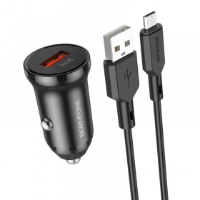 Φορτιστής automobilinis Borofone BZ18 Quick Charge 3.0 18W + MicroUSB (μαύρος)