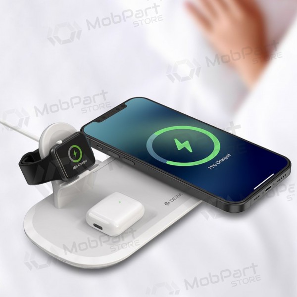 Φορτιστής ασύρματος Devia 3in1 Smart Phone, Apple Watch, Airpods (άσπρο)