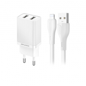 Φορτιστής Awei C15L-EU 2xUSB-A 10W + USB to Lightning cable άσπρο