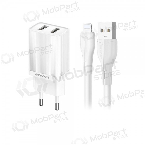 Φορτιστής Awei C15L-EU 2xUSB-A 10W + USB to Lightning cable άσπρο