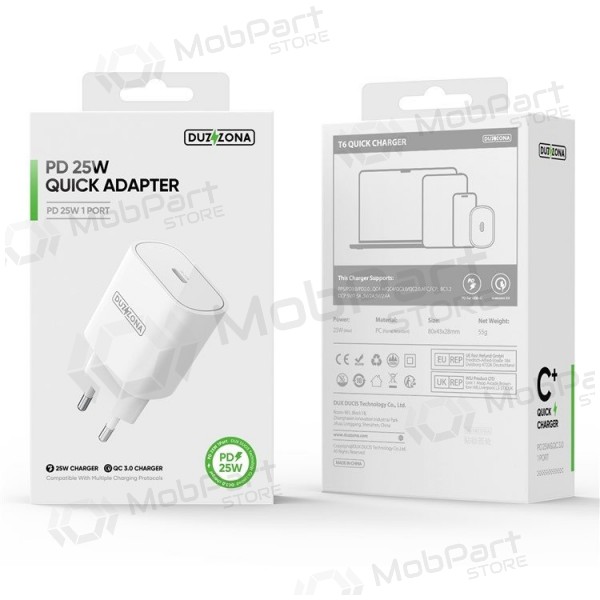 Φορτιστής buitinis DUZZONA T6 PD25W Type-C άσπρο