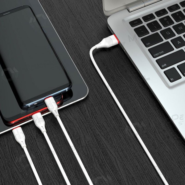 USB καλώδιο Borofone BX17 3in1 microUSB-Lightning-Type-C (άσπρο)