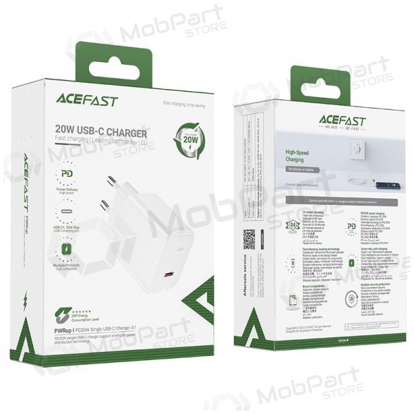 Φορτιστής buitinis Acefast A1 PD20W USB-C άσπρο