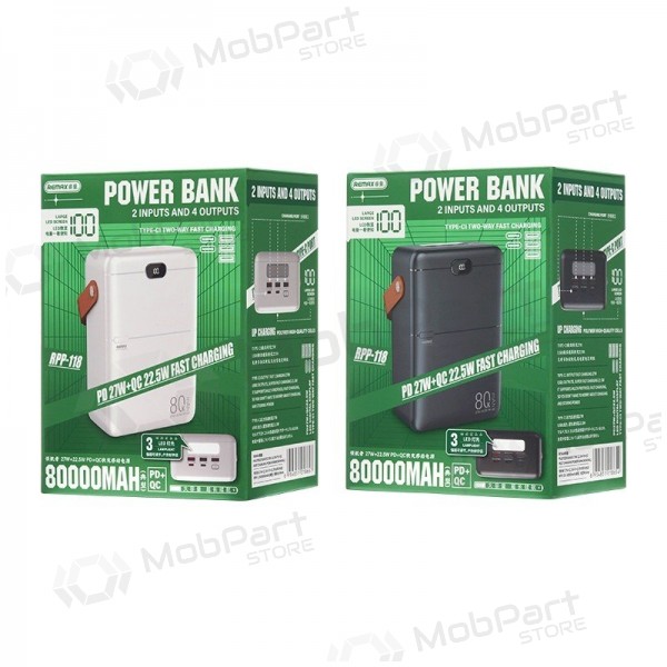 Εξωτερική μπαταρία Power Bank Remax RPP-118 22.5W 80000mAh μαύρος