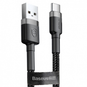 USB καλώδιο Baseus Cafule Type-C 1.0m 3.0A (γκρί-μαύρος) CATKLF-BG1