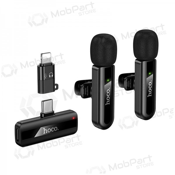Belaidžių mikrofonų rinkinys Hoco L20A USB-C/Lightning μαύρος