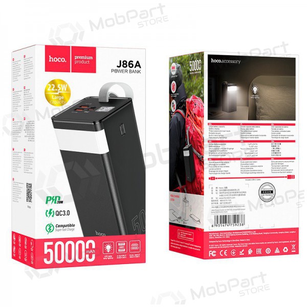 Εξωτερική μπαταρία Power Bank Hoco J86A 22.5W Quick Charge 3.0 50000mAh μαύρος