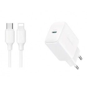 Φορτιστής Joyroom JR-TCF20 USB-C PD20W + USB-C to Lightning cable 1.0m άσπρο