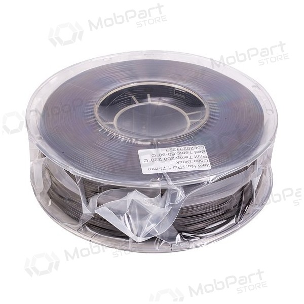 3D spausdinimo plastikas TPU, 1.75mm, 1kg, μαύρος