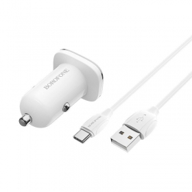 Φορτιστής automobilinis Borofone BZ12A Quick Charge 3.0 + Type-C (άσπρο)