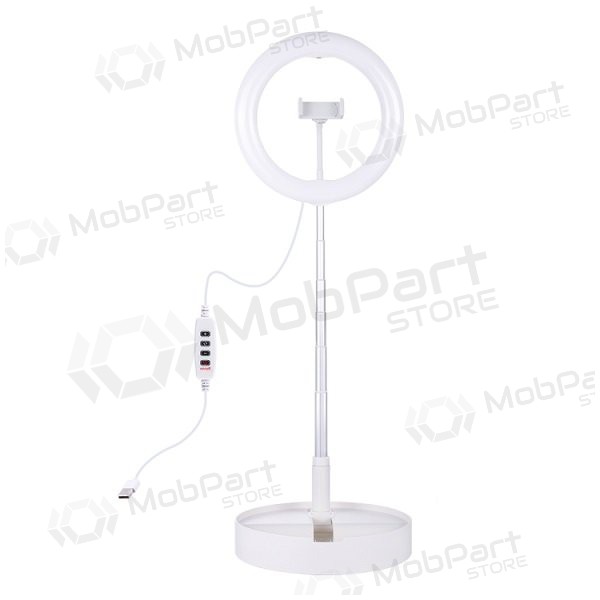 LED žiedinė λάμπα 26cm, su stovu iki 138cm, su telefono laikikliu, USB LED žiedinė λάμπα 26cm, su stovu iki 138cm, su telefono laikikliu, USB