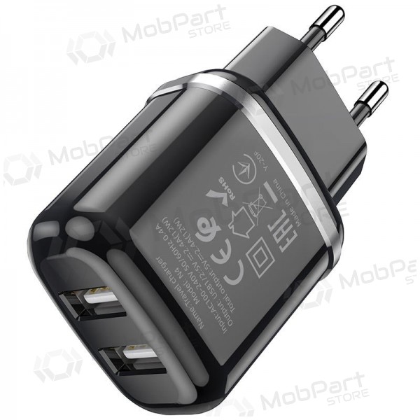 Φορτιστής Hoco N4 x 2 USB  jungtimis (2.4A) (μαύρος)